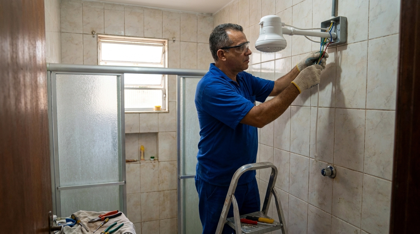 Substituição de Chuveiro Antigo em Santa Maria‑RS
